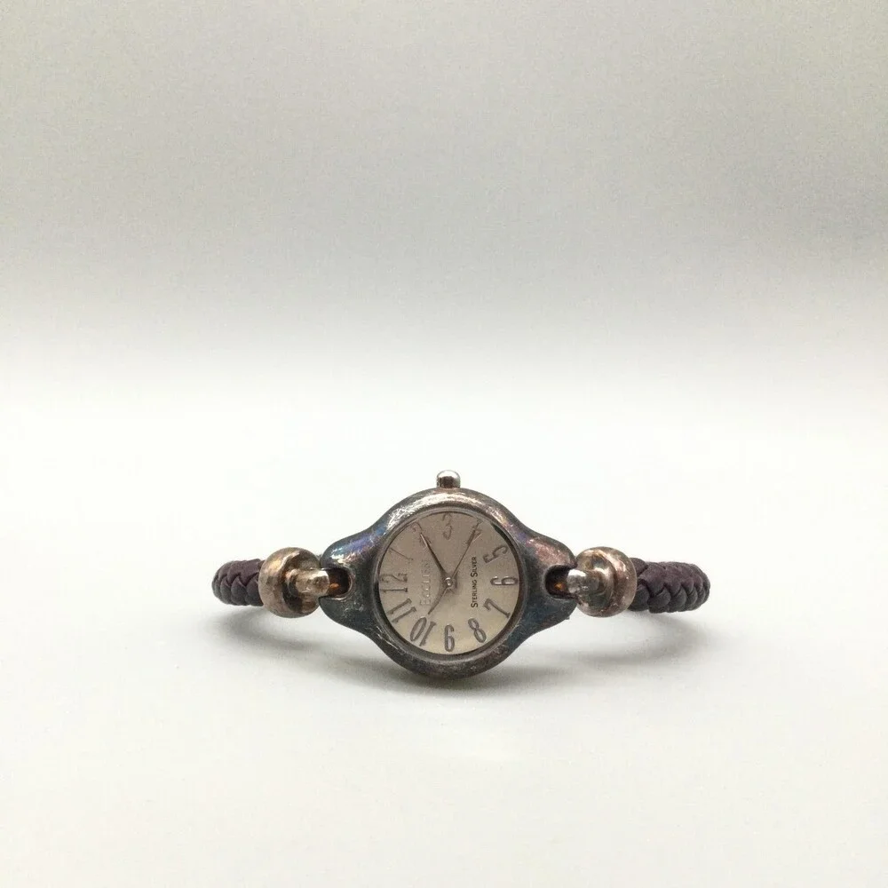 Ecclissi Sterling Silver Womens Watch 23mm Braided Leather New Battery 7